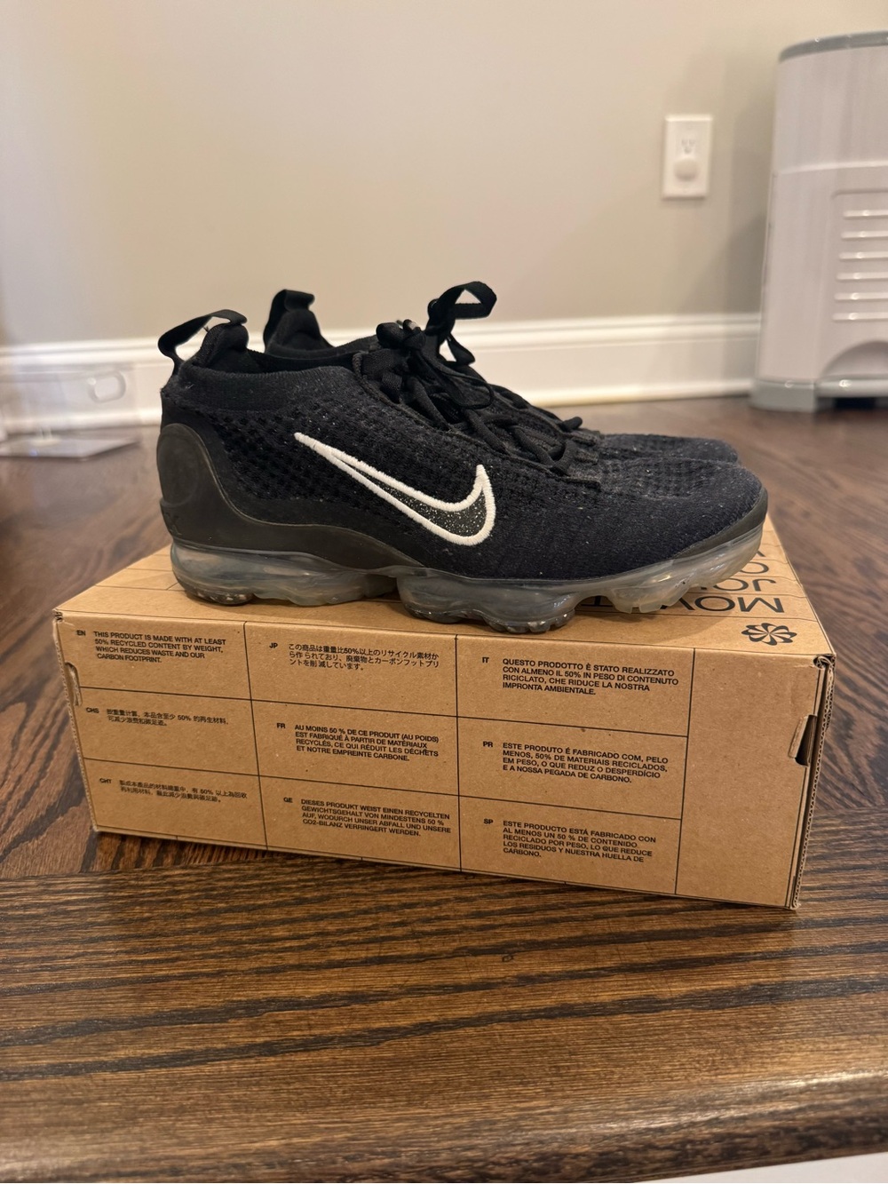Nike Black Vapormax Sneakers with White Swoosh